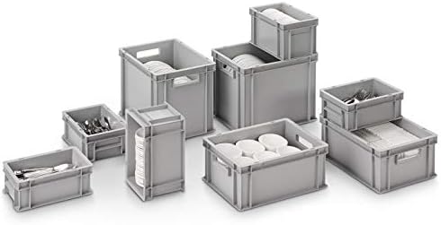 1a-TopStore Euro-Stapelbox EB-642, 600x400x420 mm (LxBxH), verstärkter Rippenboden, grau ähnl. RAL70