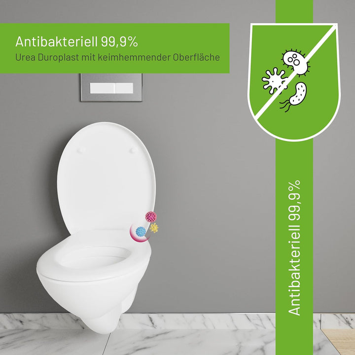LUVETT® WC-Sitz inkl. 3 Edelstahl Montagelösungen & Absenkautomatik Softclose, Made in EU, antibakte
