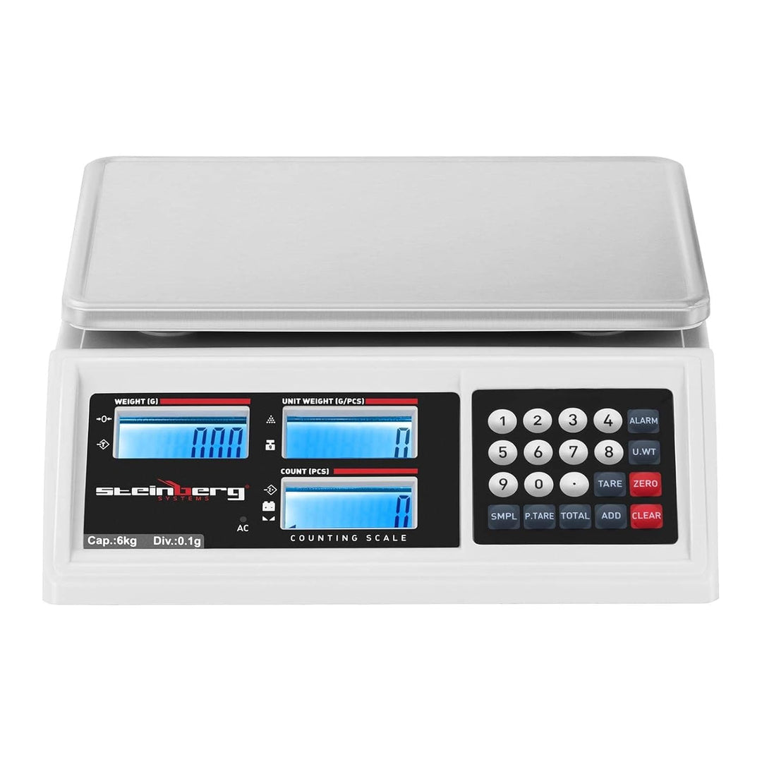 Steinberg Systems SBS-ZW-601 Zählwaage 6 kg / 0,1 g Akku 80 h 3 LCD-Displays RS232-Schnittstelle Inv