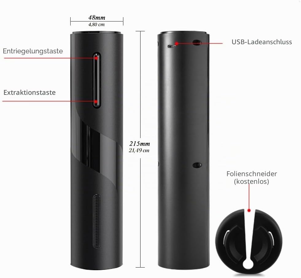 AIKARO - Elektrischer Weinflaschenöffner Automatischer Elektrokorkenzieher, Wiederaufladbar Recharge