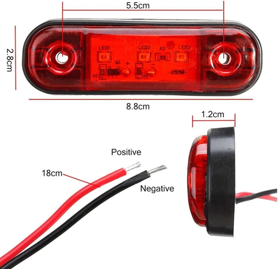 Seitenmarkierungsleuchten, 10 Stück 3LED Auto-Markierungsleuchten Autoseiten-Kontrollleuchten 12V 24