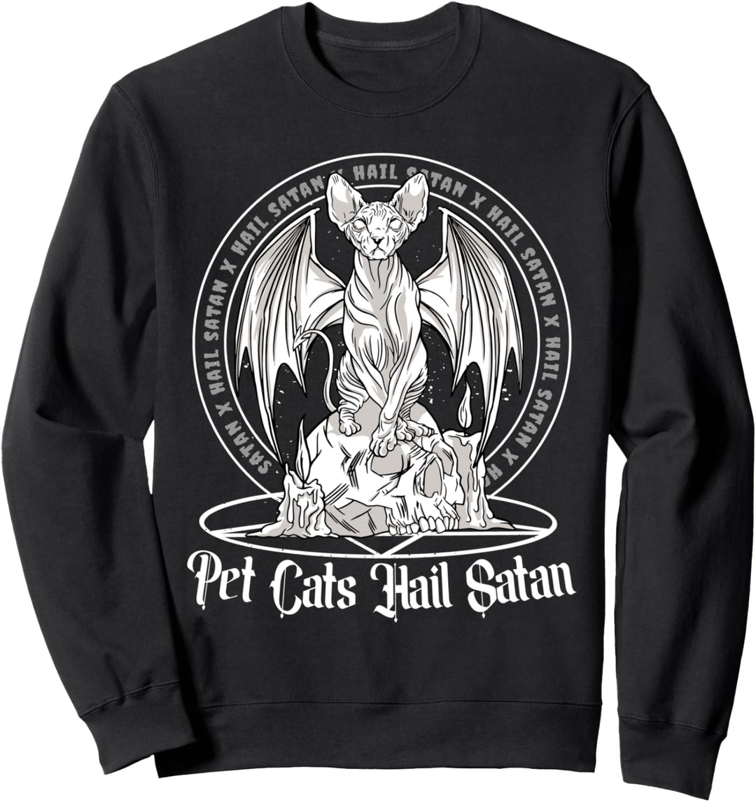 Pet Cats Hail Satan Okkult Satanische Katze Dämon Pentagramm Sweatshirt