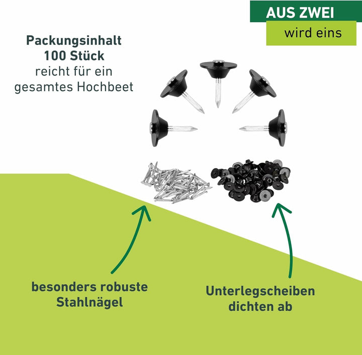 Windhager Dichtnägel für Noppenbahn - 100 STK. Montagenägel 3,5x30mm, Dichtscheibe: 22mm, Montageknö