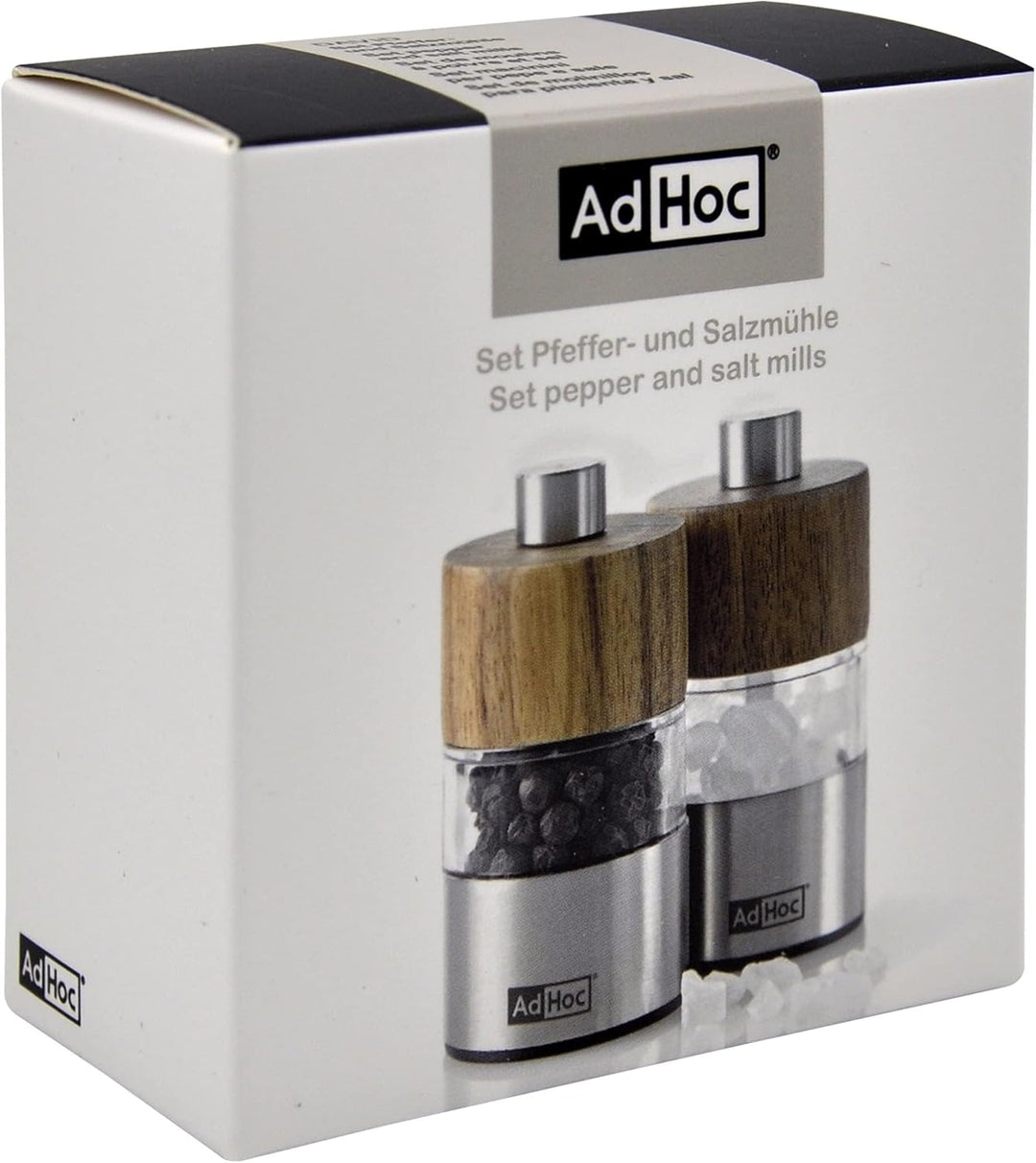 AdHoc MP33 2er-Set Pfeffermühle und Salzmühle DAVID mit Keramikmahlwerk (ohne Gewürz)