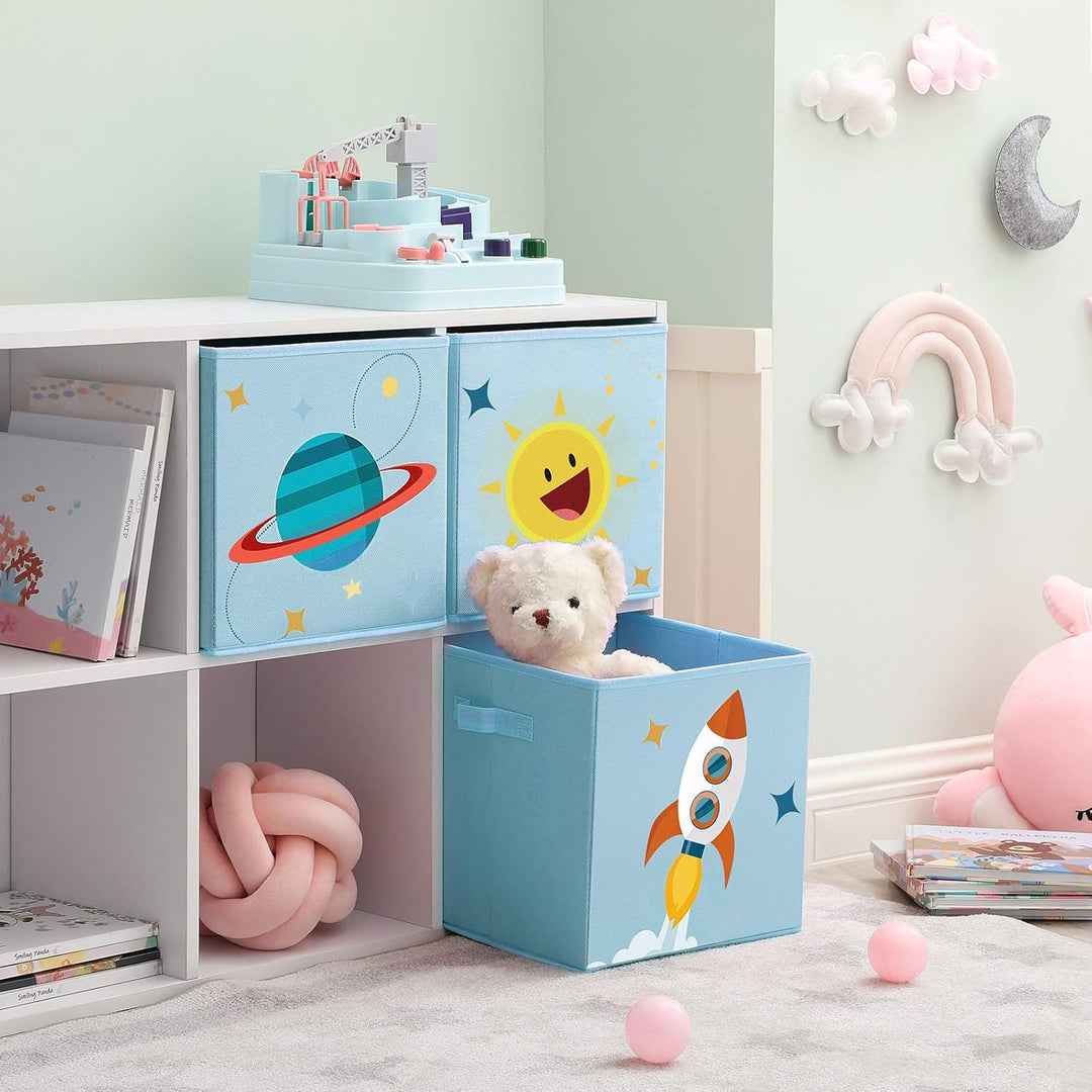 SONGMICS Aufbewahrungsbox, 3er Set, Spielzeug-Organizer, 30 x 30 x 30 cm, Faltbox, Stoffbox mit Grif