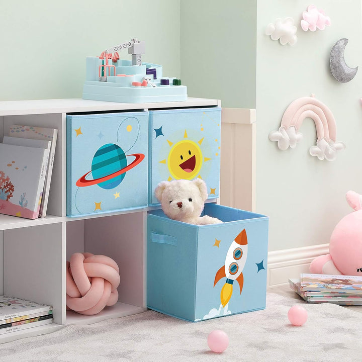 SONGMICS Aufbewahrungsbox, 3er Set, Spielzeug-Organizer, 30 x 30 x 30 cm, Faltbox, Stoffbox mit Grif
