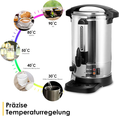 Cecaylie Glühweinkocher, 8L Glühweinkocher mit Zapfhahn Thermostat,1500W Glühweintopf Edelstahl mit