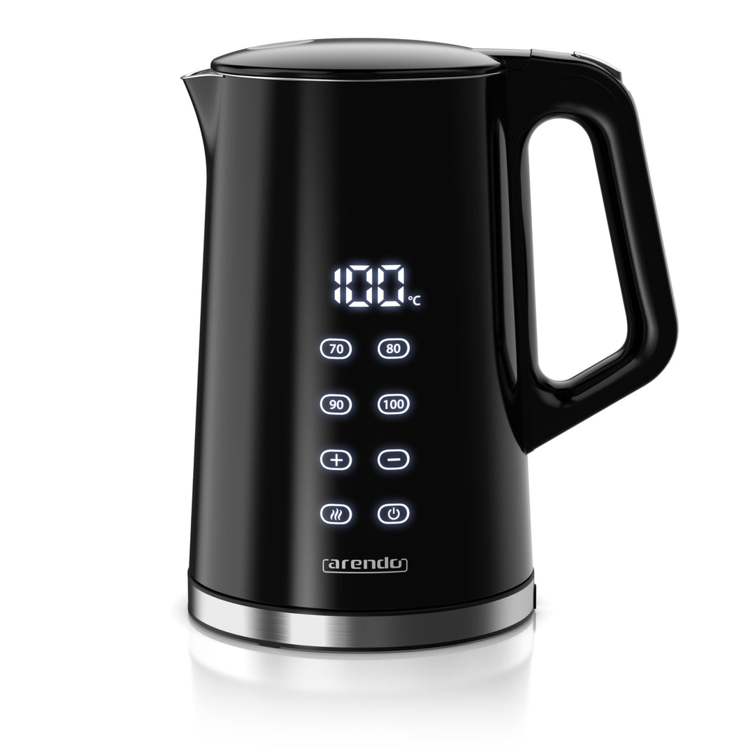 Arendo - digitaler Wasserkocher mit Temperatureinstellung - Edelstahl - Doppelwand Design Cool Touch