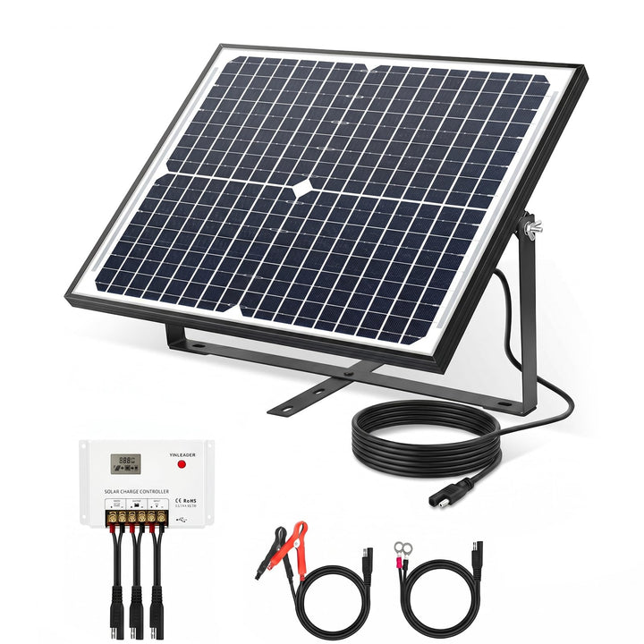 Yinleader 25W Solarpanel 12V Monokristallin Komplettset mit PWM Laderegler