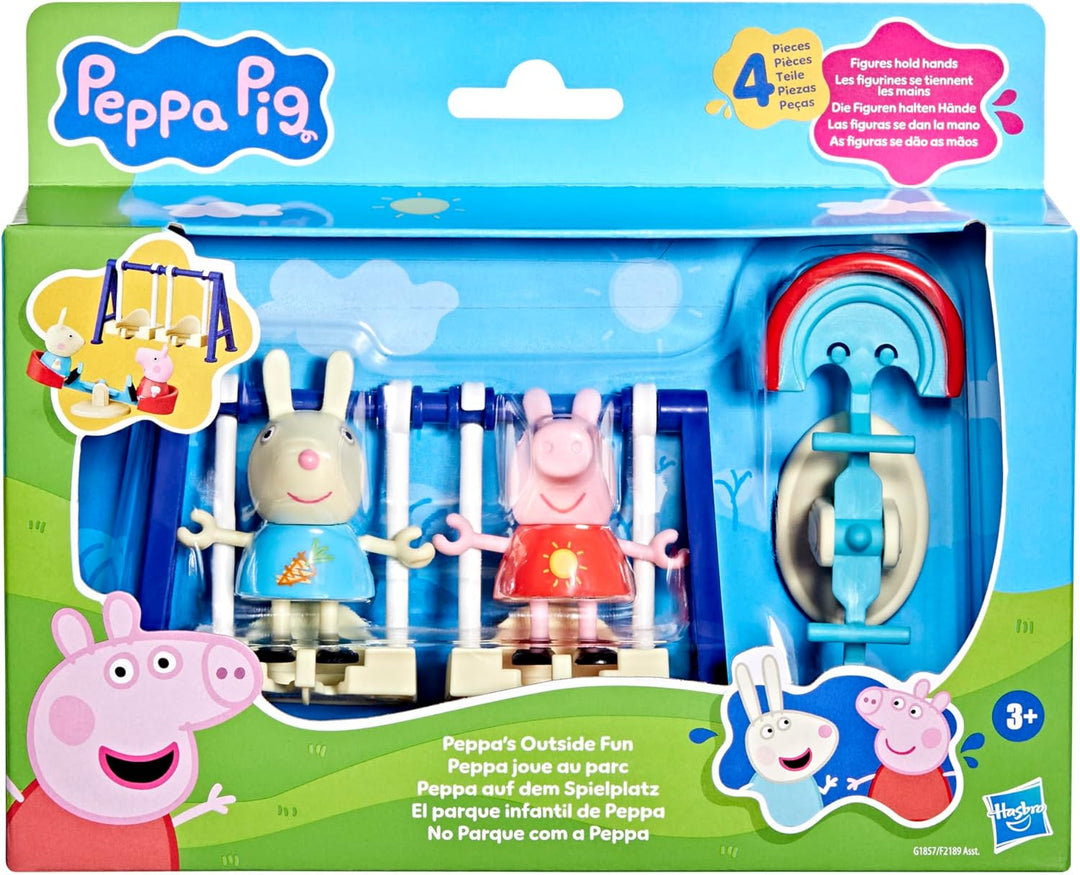 Peppa Pig Peppa auf dem Spielplatz Spielzeug Set mit 2 Figuren und lustigem Zubehör wie Schaukel und