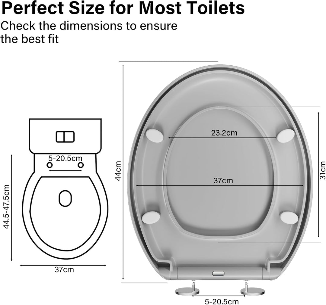 WC-Sitz Soft Close, Soft Close WC-Sitz mit Schnellverschluss für einfache Reinigung, Standard-Klo-To