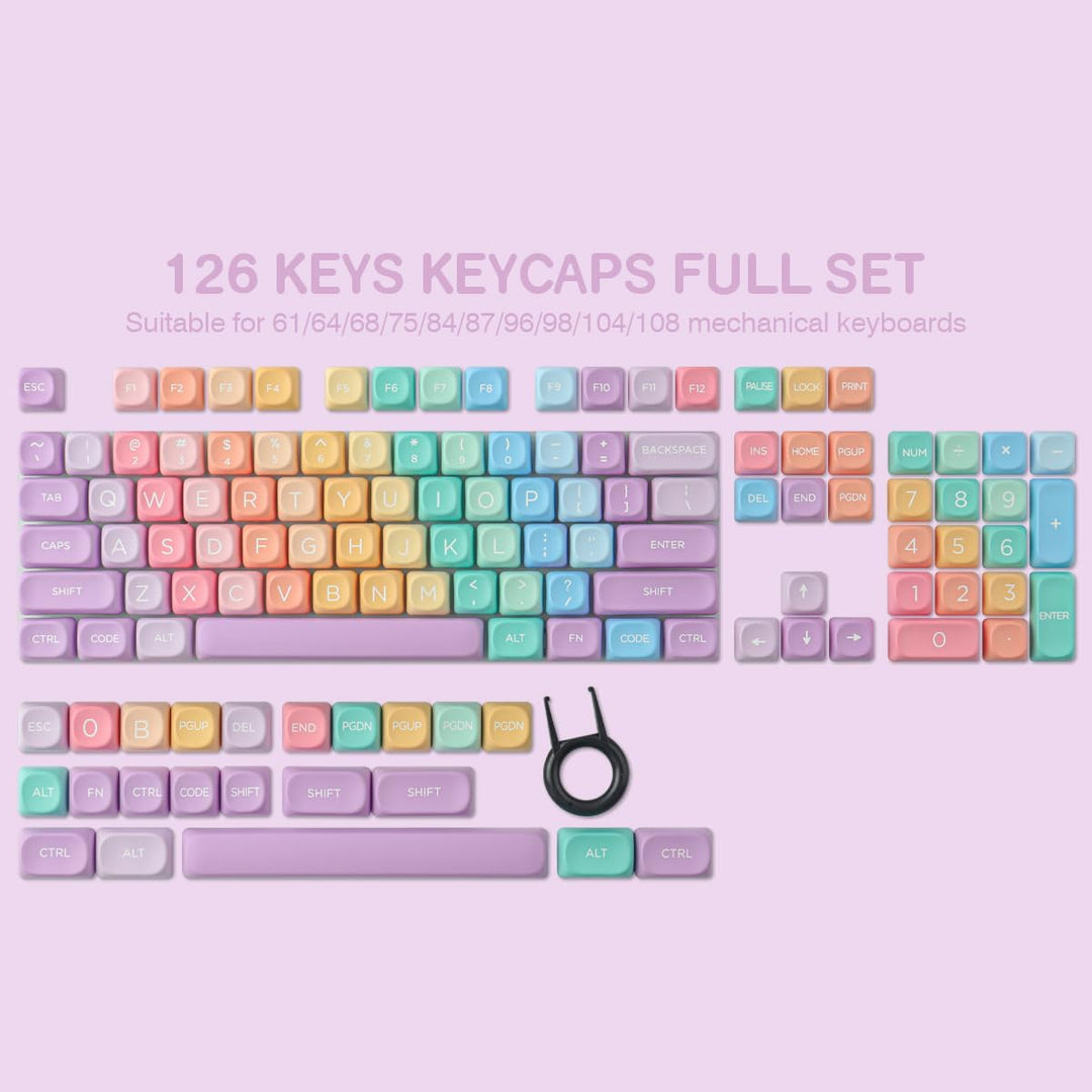 Tsungup PBT Keycaps 126 Tasten Custom Soft Candy MOA Profil Keycap Set Kompatibel mit Cherry Gateron