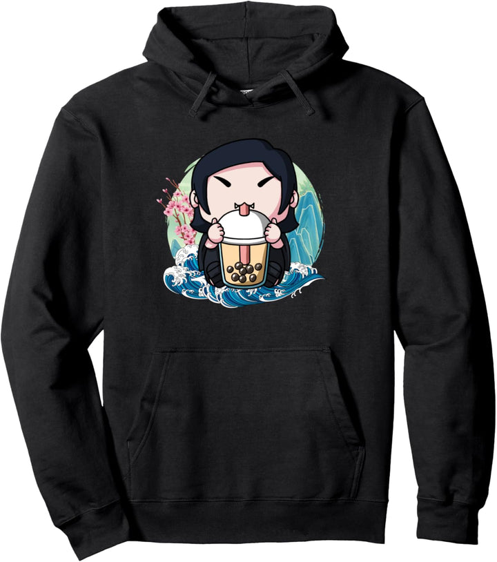 Boba Tea Halloween Vampir Great Wave Kanagawa Pullover Hoodie