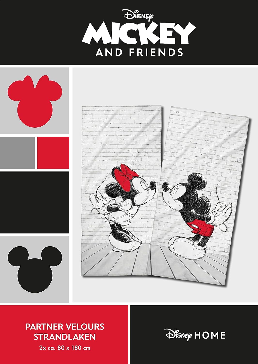 Wild South Shop Disney Doppelpack Mickey &amp; Minnie Partner Badetücher, Strandtuch, Handtücher 80x180