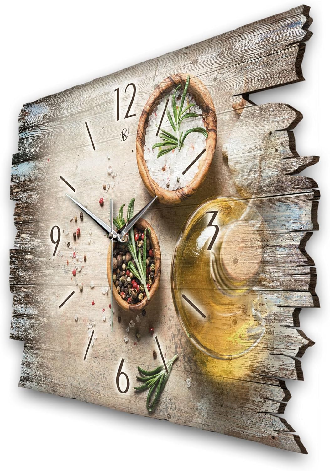 Kreative Feder Designer Wanduhr „Gewürze“ aus Holz 40x27cm im Shabby Style Design - Designeruhr mit