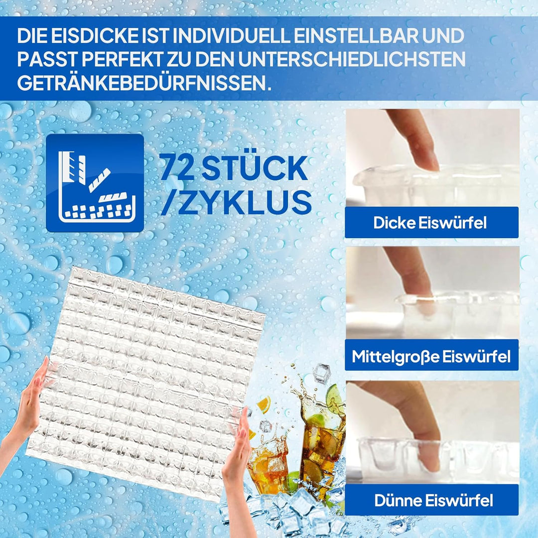 ROVSUN Gewerbliche Eiswürfelmaschine 73 kg/24 Std. Kommerzielle Eismaschine mit Kompressor 72 Stück/