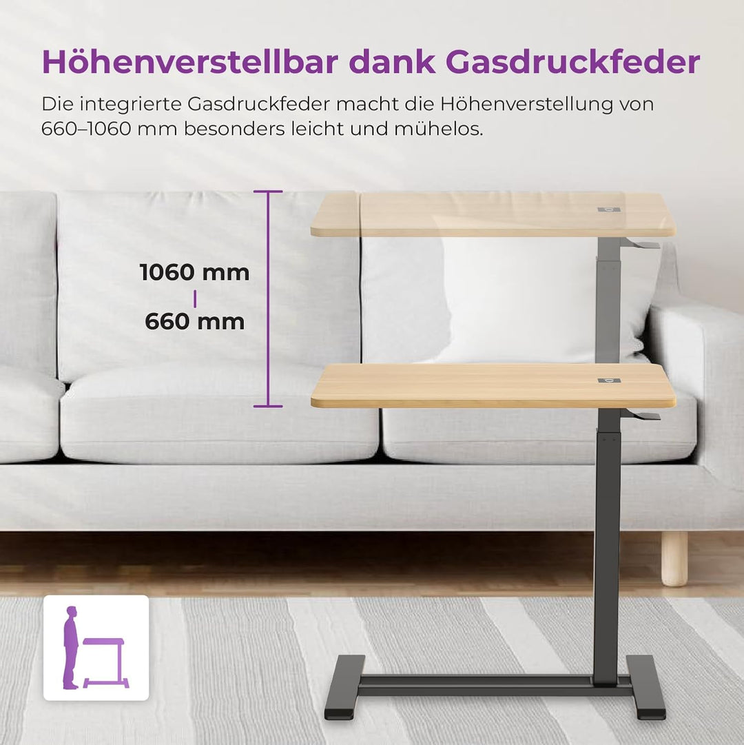 Spacetronik Höhenverstellbarer Beistelltisch mit Rollen, Mobiler Stehpult Höhenverstellbar 66–106 cm