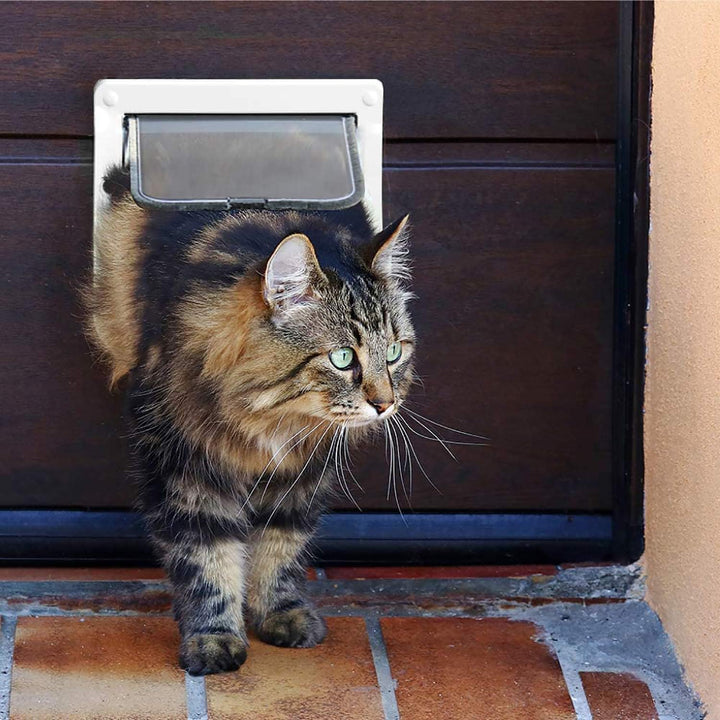 PetsN'all Katzentür Katzenklappe Innentür 4 Wege Magnet-Verschluss, Hundeklappe für Fliegengitter, f