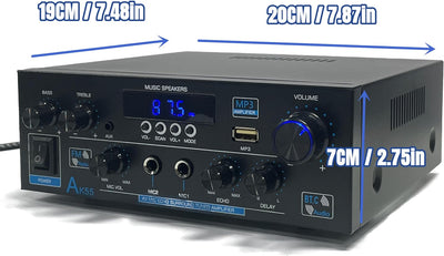 Verstärker HiFi Stereo, 2.1-Kanal Mini Amplifier, Geeignet für Zwei Lautsprecher um 10 Zoll, 1000W B
