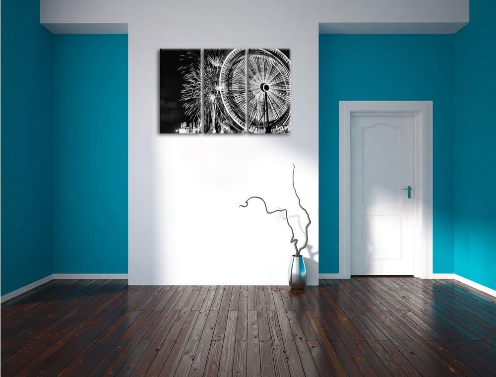 Pixxprint Jahrmarkt mit Feuerwerk als Leinwandbild/Grösse: 3 Teilig (120x80 cm) cm/Wandbild/Kunstdru