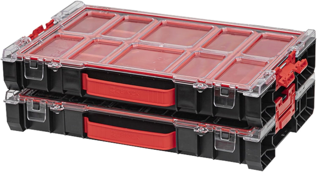 QBRICK Sortimentskasten Kleinteilemagazin – 450 x 295 x 80 mm – Premium Sortierkasten Wekzeugbox mit