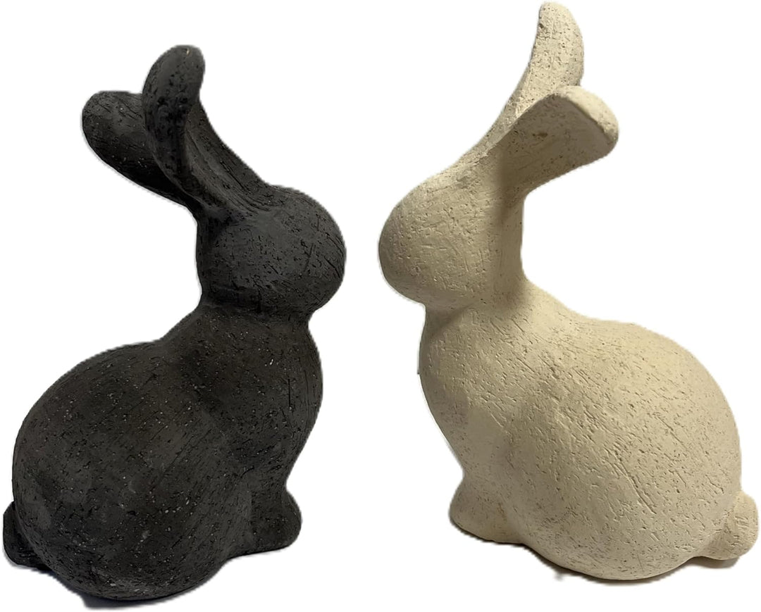 Hase Deko Ostern 2er Set Beton Optik Grau Beige 21 cm