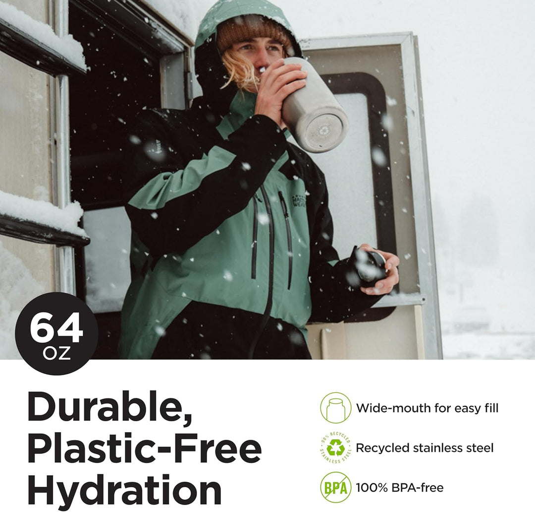 KleanKanteen Herren Wide Trinkflasche, Brushed Stainless, One Size
