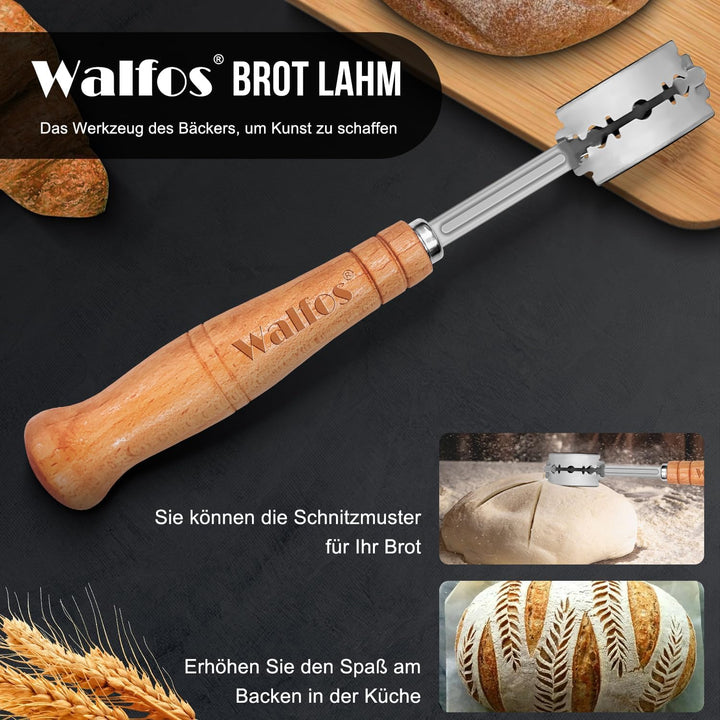 Walfos® Gärkorb zum Brotbacken 2er- Set, Gärkörbchen-Set (Runde 23cm+Oval 25cm), 100% Natürlichem Ra