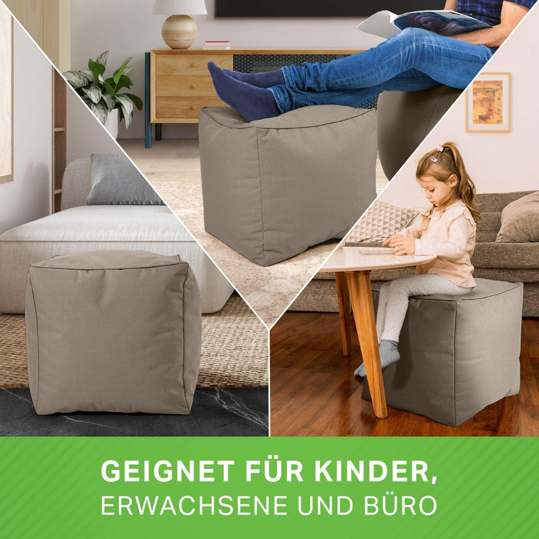 Green Bean© Sitzsack-Hocker 40x40x40cm mit EPS-Perlen Füllung - Fusshocker Fusskissen Sitz-Pouf für