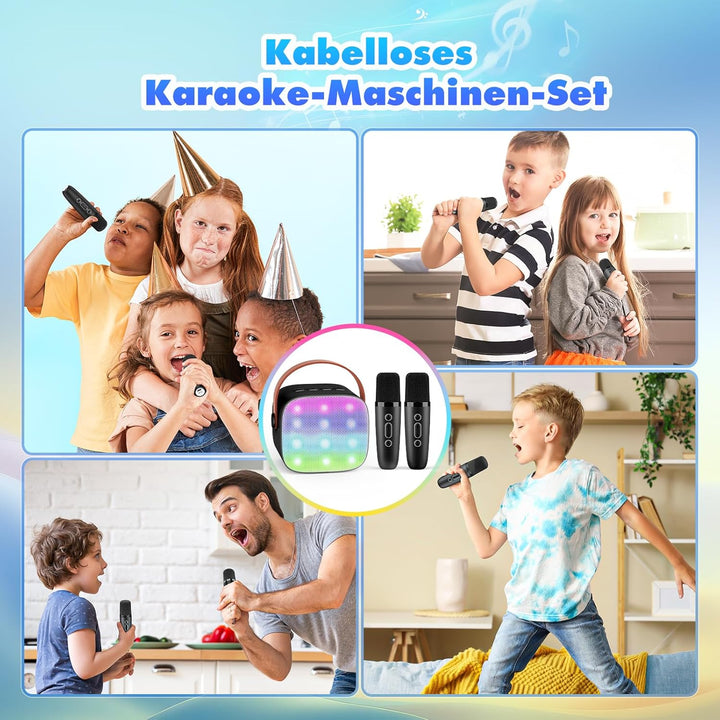 Dislocati Karaoke Maschine mit 2 Karaoke Mikrofon Bluetooth, Ostern Geschenke Kinder Spielzeug Junge