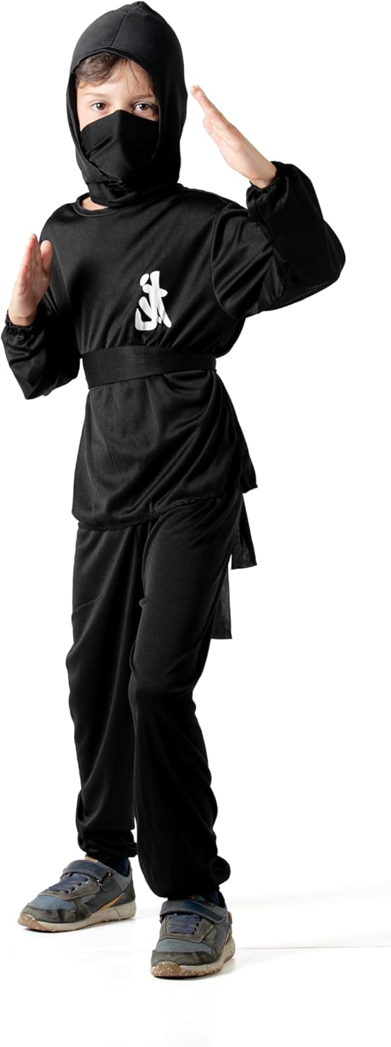 Fiori Paolo Bticino - Black Ninja Kinderkostüm schwarz, M (5-7 Jahre), 61105.M, M (5-7 Jahre)