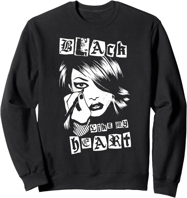 Black Like My Heart Punk Goth Makeup Eyeliner Sweatshirt