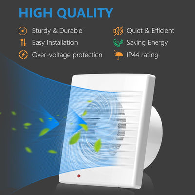 Hon&Guan 100mm Badlüfter, 80m³/h Abluftventilator mit EU-Stecker, Regelbar Leise Ventilator, für Bad