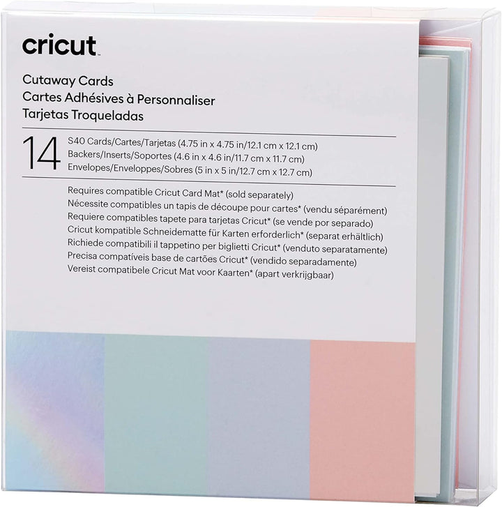 Cricut Cutaway -Karten | Pastell | 12,1 cm x 12,1 cm (Cricut -Grösse S40) | 14-Pack | Zur Verwendung