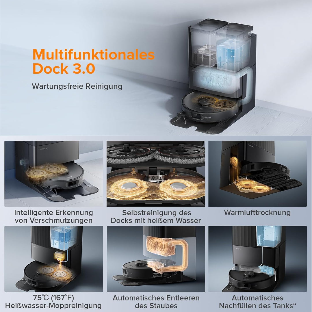 roborock Qrevo Edge S5A Saugroboter mit Wischfunktion,Dual Anti-Tangle-System,18.500Pa,FlexiArm Desi