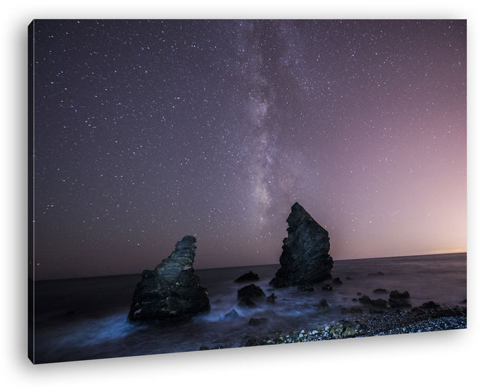 deyoli atemberaubender Sternenhimmel am Meer Format: 80x60 als Leinwandbild, Motiv fertig gerahmt au