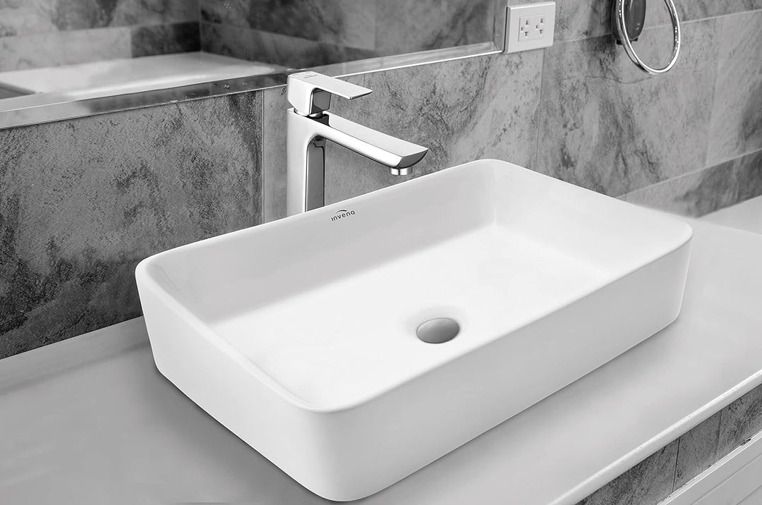 VBChome Waschbecken 51 x 40 cm Keramik Weiss Oval Pop-up ventil Click-Clack Waschtisch Handwaschbeck