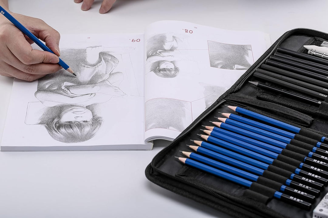 H & B 40 Stück Bleistifte Skizzierstifte Set Skizzieren und Zeichnen Professionelle Art Set mit Grap
