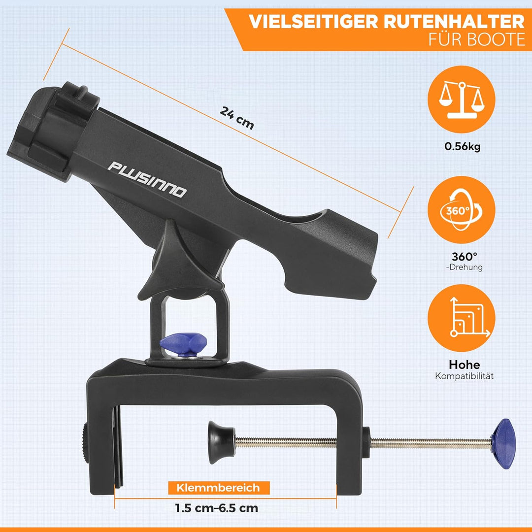 PLUSINNO Angelrutenhalter für Boote, Angelausrüstung mit vergrössertem Clip, innovatives Design in D