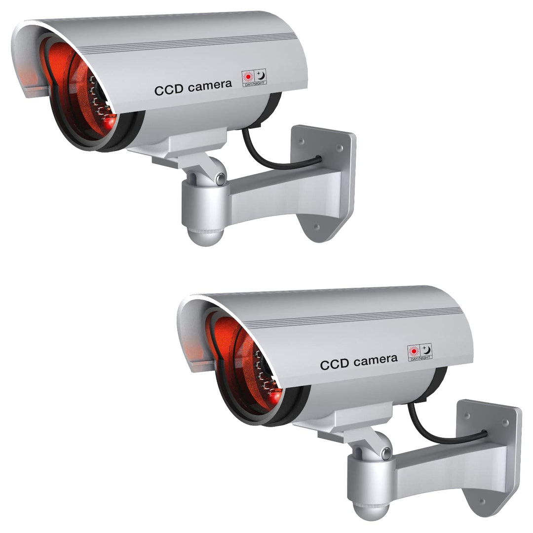 BASI | 2er Set Kamera-Attrappe mit blinkendem LED-Licht | Dummy Kamera | Sicherheitskamera | Überwac