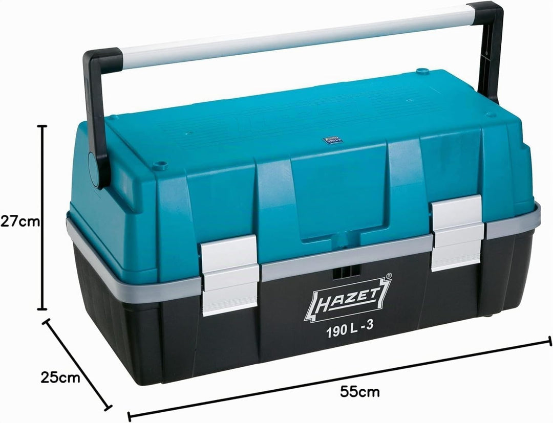 HAZET Kunststoff-Werkzeugkasten 190L-3 | leer | 55 x 25 x 27 cm | stabiler und robuster Werkzeugkast