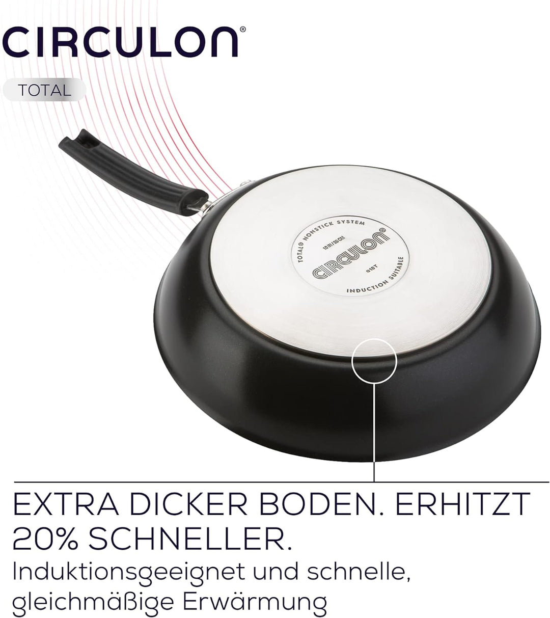 Circulon Total Wokpfanne Induktion 30 cm - Antihaftbeschichtete Servierpfanne mit Haltegriff - Induk