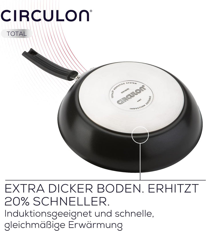 Circulon Total Wokpfanne Induktion 30 cm - Antihaftbeschichtete Servierpfanne mit Haltegriff - Induk