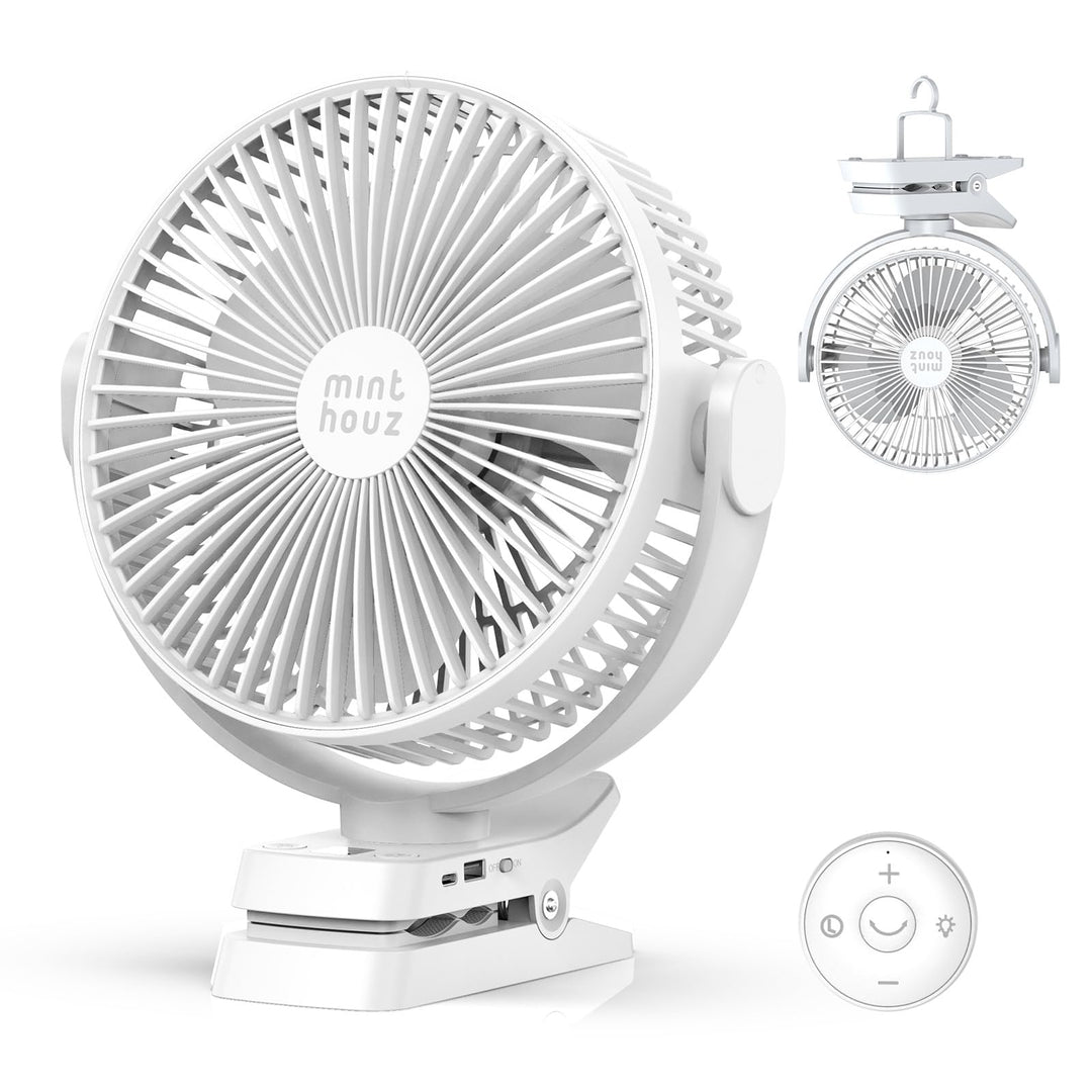 Minthouz 12000mAh Clip Ventilator, 20 cm (8 Zoll USB Tischventilator, 5 Stufen, 29 Stunden Laufzeit,
