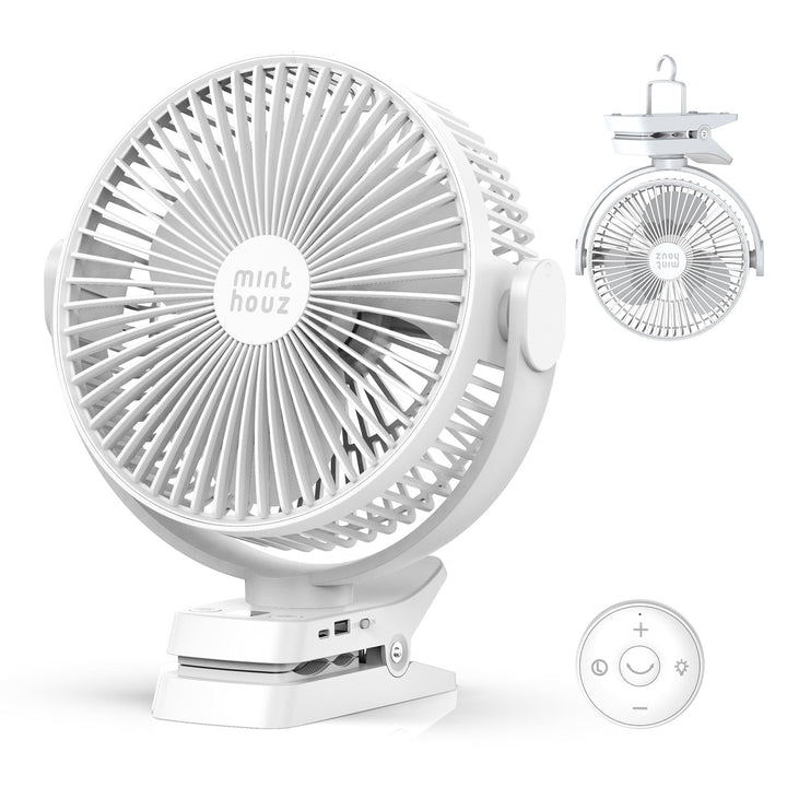 Minthouz 12000mAh Clip Ventilator, 20 cm (8 Zoll USB Tischventilator, 5 Stufen, 29 Stunden Laufzeit,