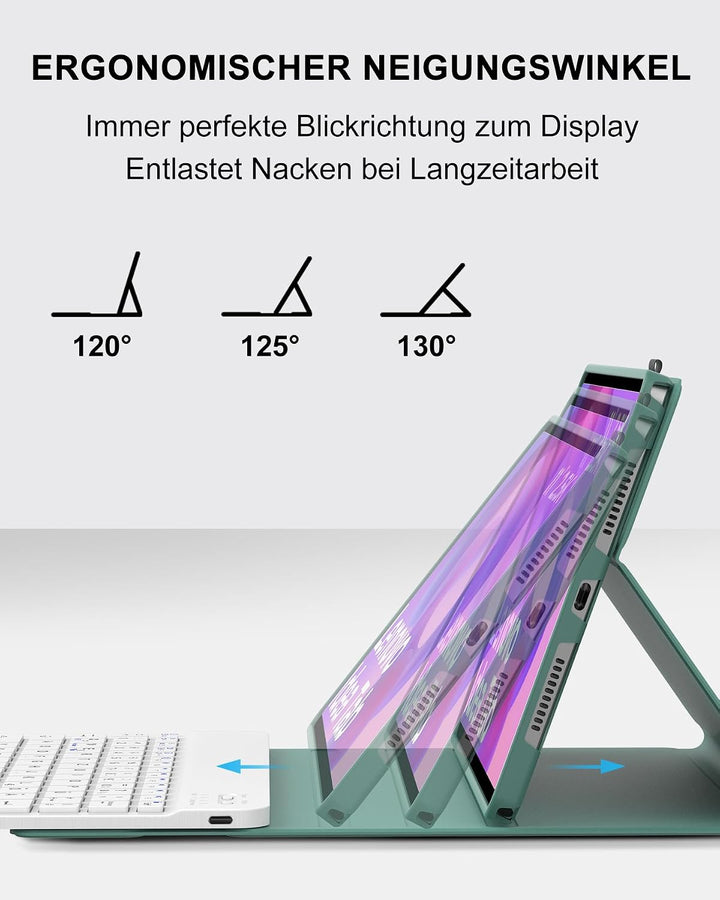Für Lenovo Idea Tab &amp; K11 Gen 2 11" Hülle mit Tastatur QWERTZ Dunkelgrün Idea Tab 11" (2025) TB336FU