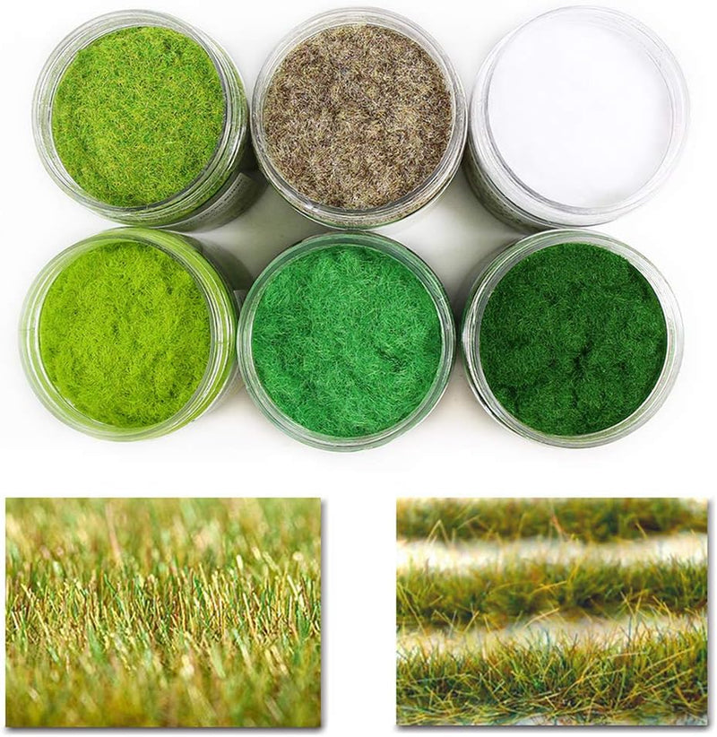 6 Flaschen*35g 2-3 mm Streugras Wiese modellbahn lanschaft Static Grass Powder Modell Rasen Layout G