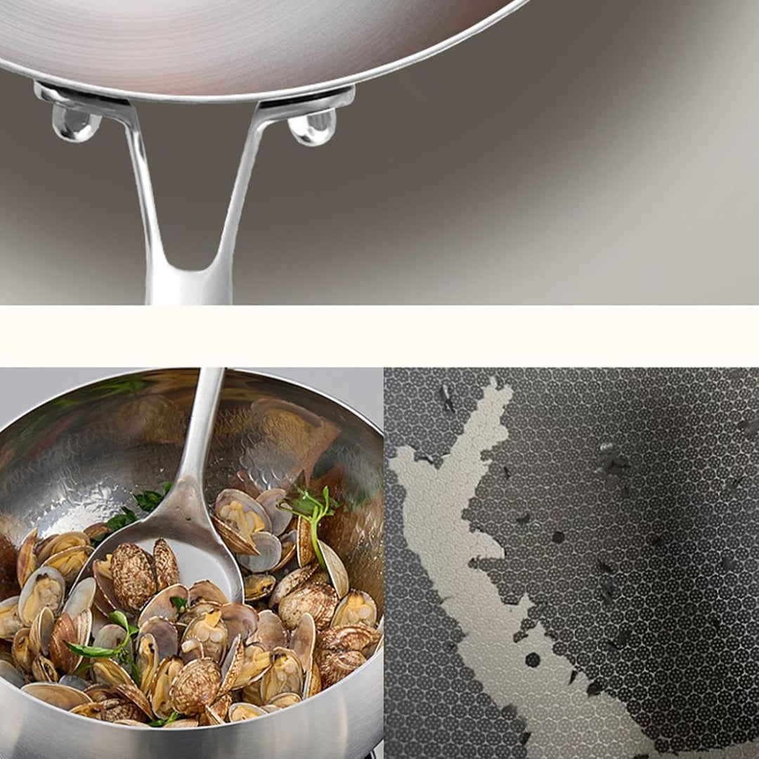 Générique Wok-Pfanne mit Deckel, Titanium-Coated Deep Frying Pan for Stir-Fry Stewing, Quick-Heating
