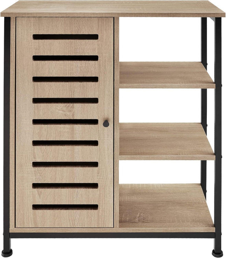 tectake Sideboard mit 3 Fächern und Schrankfach, 71 x 32 x 82 cm, Industrie-Design, Holz Kommode für