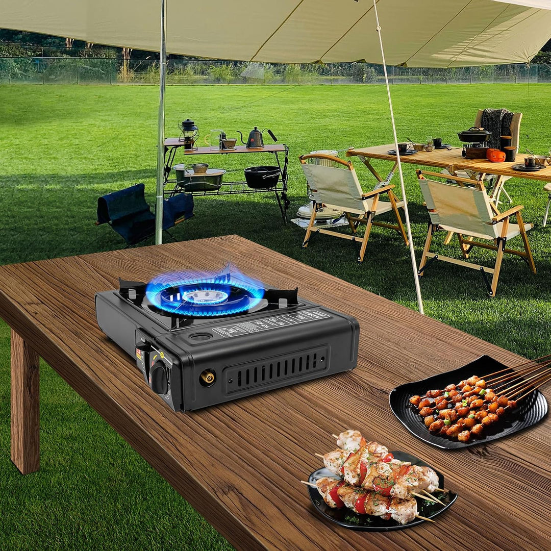 Tragbarer Elektrogrill | 2500W Outdoor Grill mit Butan-Gas-Kartusche | Leichter Holzkohlegrill für C